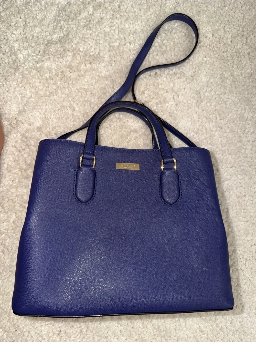 kate spade deep purple saffiano leather tote